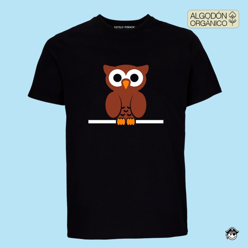 Camiseta Premium Búho En Negro