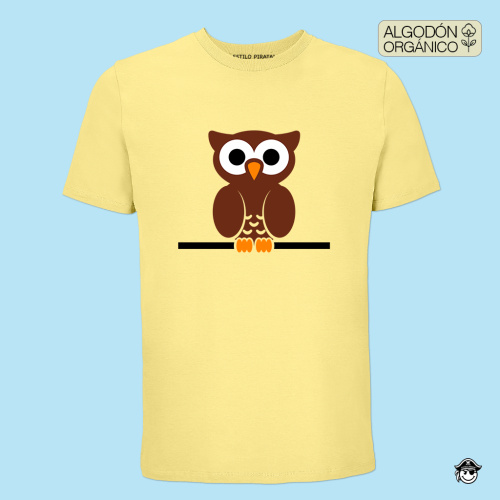 Camiseta Premium Búho En Amarillo