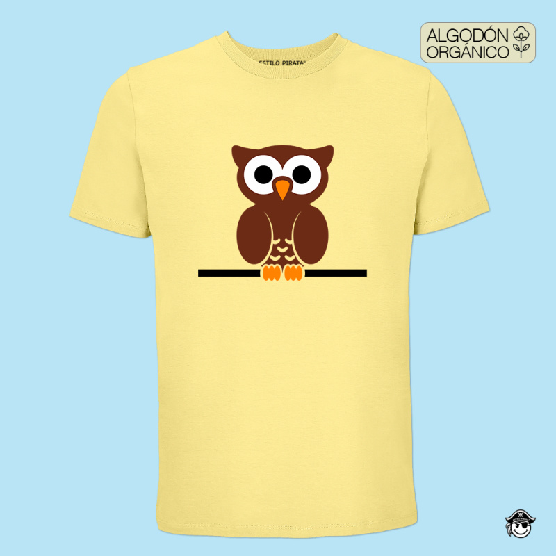 Camiseta Premium Búho En Amarillo