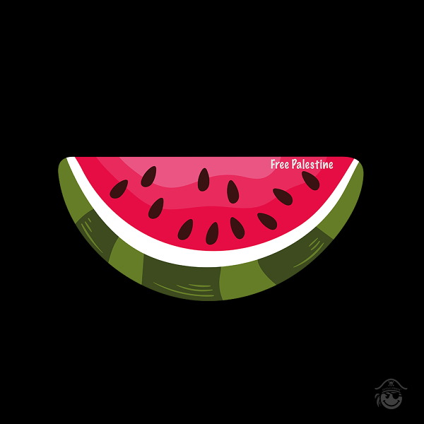 Dibujo Gorra Sandía Free Palestine Rejilla 5 paneles Negra
