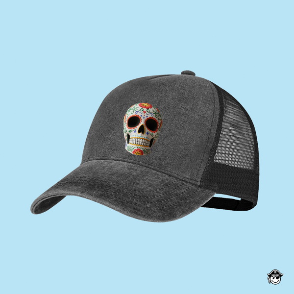 Gorra Calavera México Rejilla 5 paneles Negra