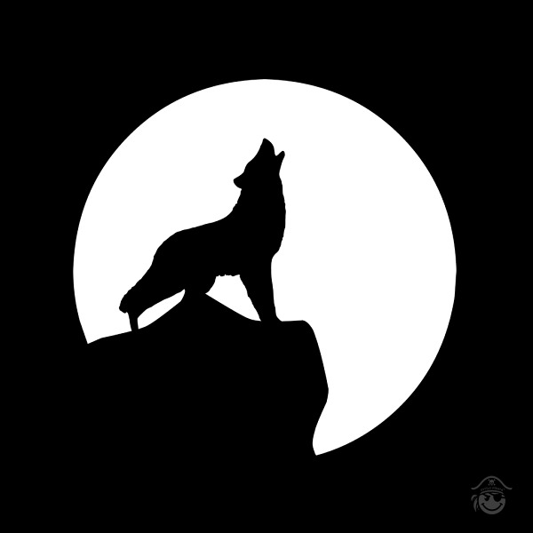 Dibujo Gorra Lobo Luna Rejilla 5 paneles Negra