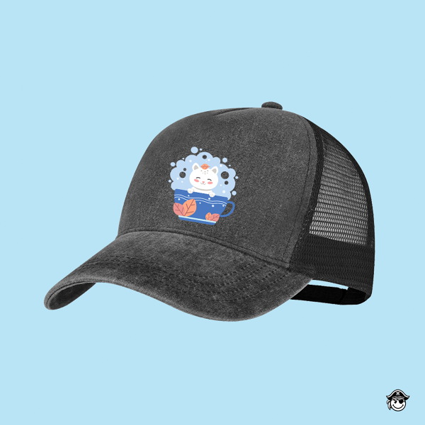 Gorra Gato Taza Rejilla 5 paneles Negra