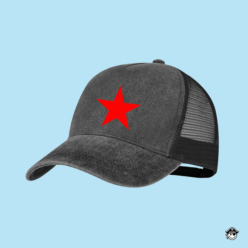 Gorra Estrella Roja Rejilla 5 paneles Negra