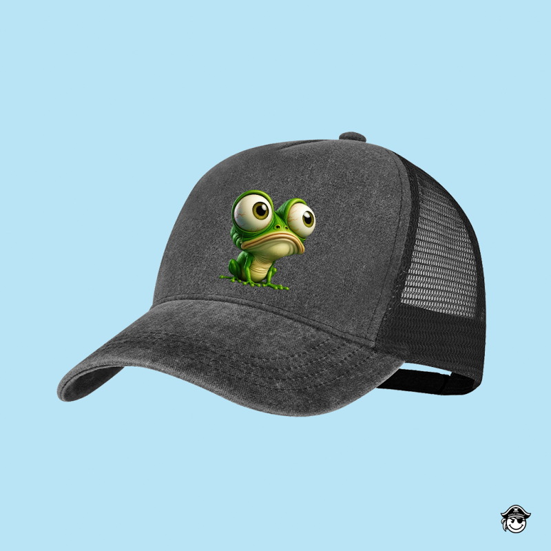 Gorra Rana Ojos Rejilla 5 paneles Negra