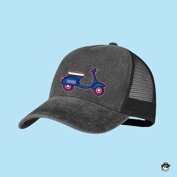 Gorra Vespa Rejilla 5 paneles Negra