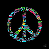 Dibujo Gorra Peace Rejilla 5 paneles Negra