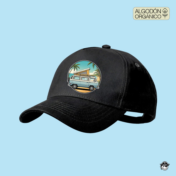 Gorra VW Camper Algodón Orgánico Negra