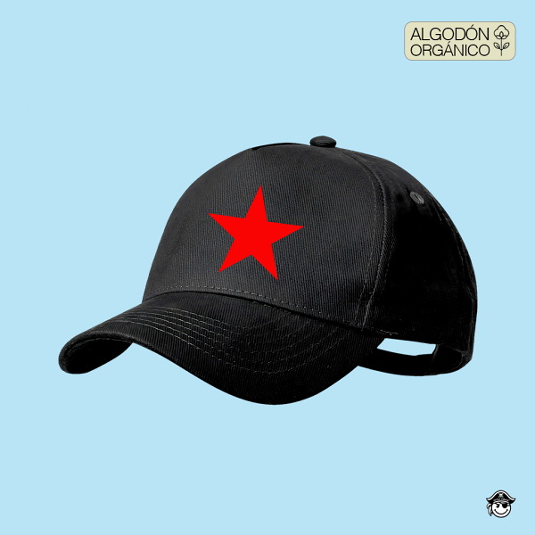 Gorra Estrella Roja Algodón Orgánico Negra