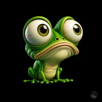 Dibujo Gorra Rana Ojos Algodón Orgánico Negra