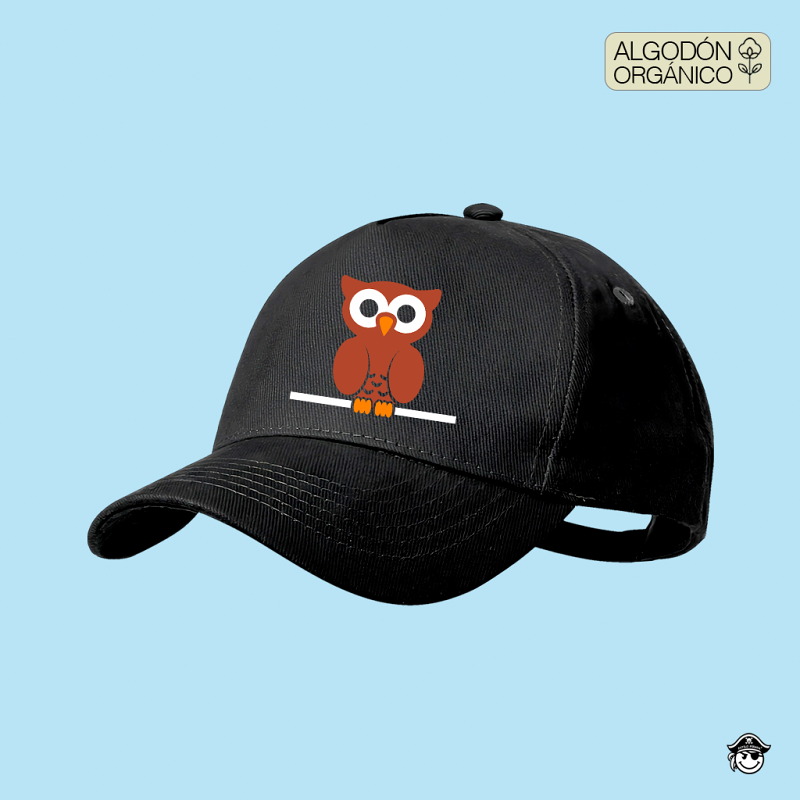 Gorra Búho Algodón Orgánico Negra